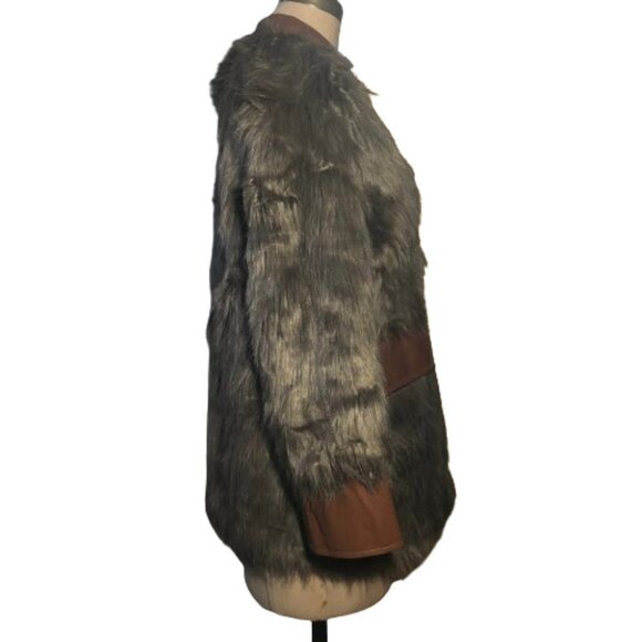 Vintage 90s old stock NWT faux fur and leather teddy hairy shaggy jacket blazer - Picture 2 of 14